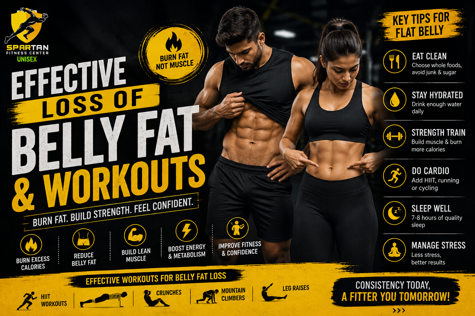 Effective Loss of Belly Fat & Workouts